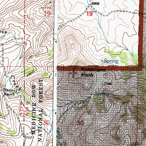 Topographic Map of Protsmans Knob, WY