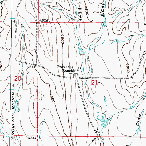 Topographic Map of Provence Ranch, WY