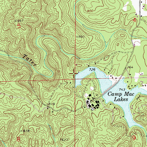 Topographic Map of Camp Mac Lakes, AL