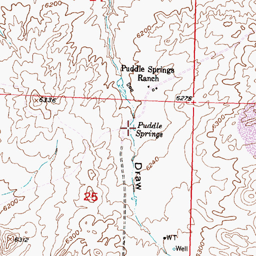 Topographic Map of Puddle Springs, WY