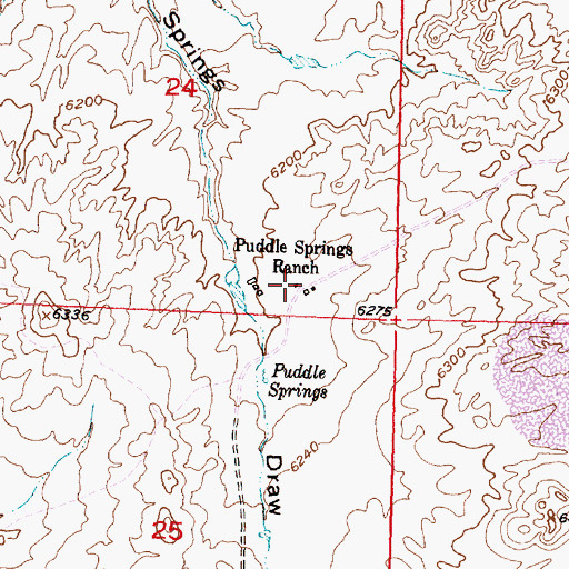 Topographic Map of Puddle Springs Ranch, WY