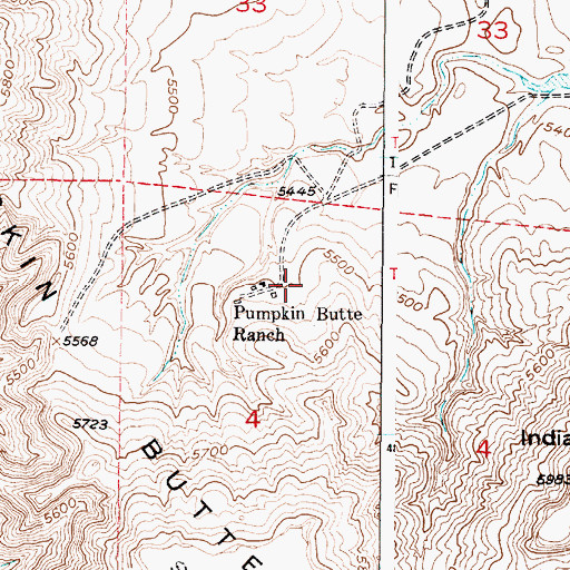 Topographic Map of Pumpkin Butte Ranch, WY