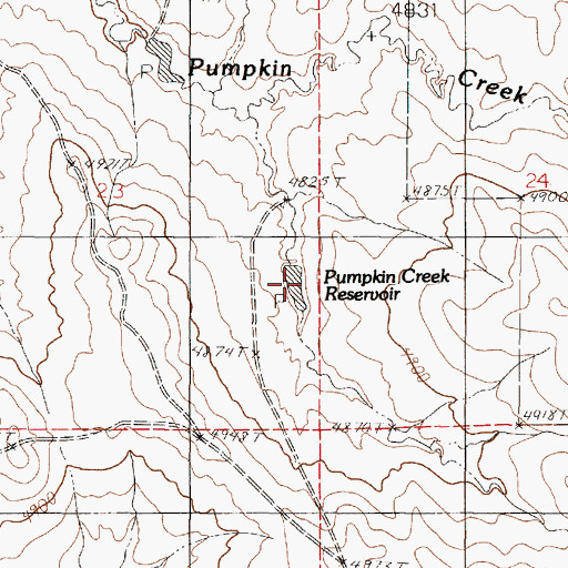 Topographic Map of Pumpkin Creek Reservoir, WY