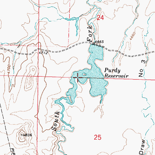 Topographic Map of Purdy Reservoir, WY
