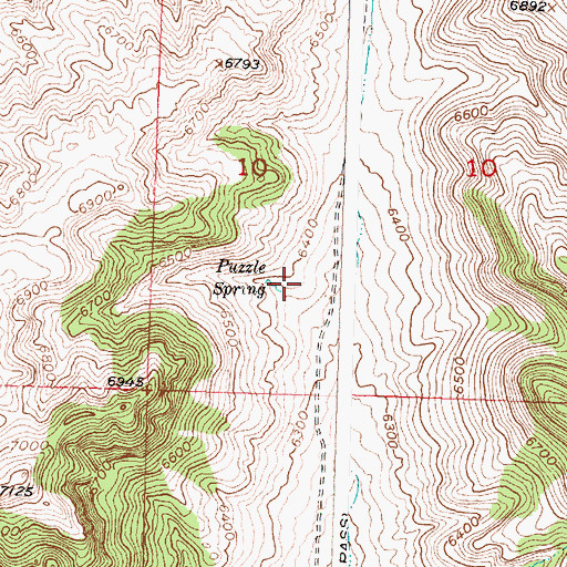 Topographic Map of Puzzle Spring, WY