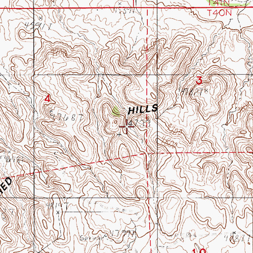 Topographic Map of Red Hills, WY
