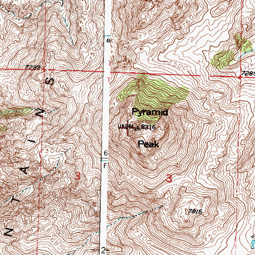 Topographic Map of Pyramid Peak, WY