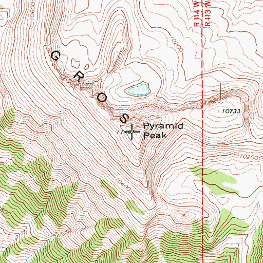 Topographic Map of Pyramid Peak, WY