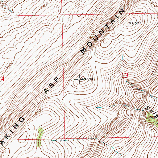 Topographic Map of Quaking Asp Mountain, WY