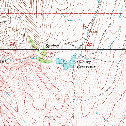 Topographic Map of Quealy Reservoir, WY