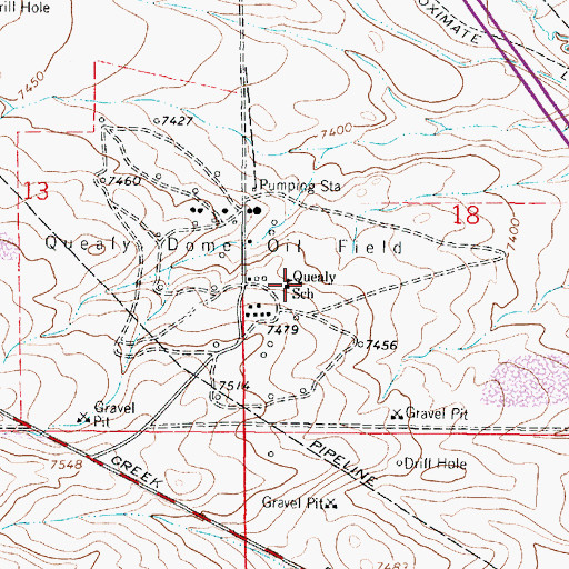 Topographic Map of Quealy School, WY