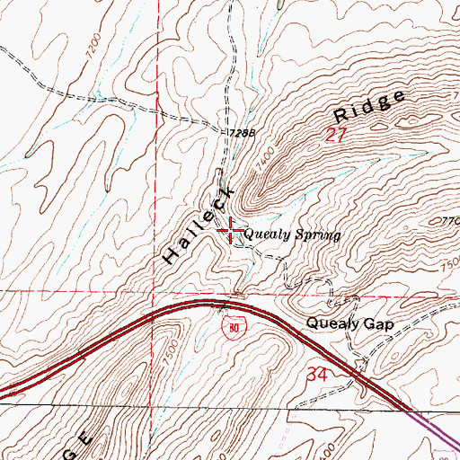 Topographic Map of Quealy Spring, WY