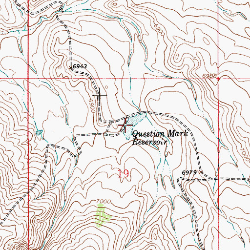 Topographic Map of Question Mark Reservoir, WY