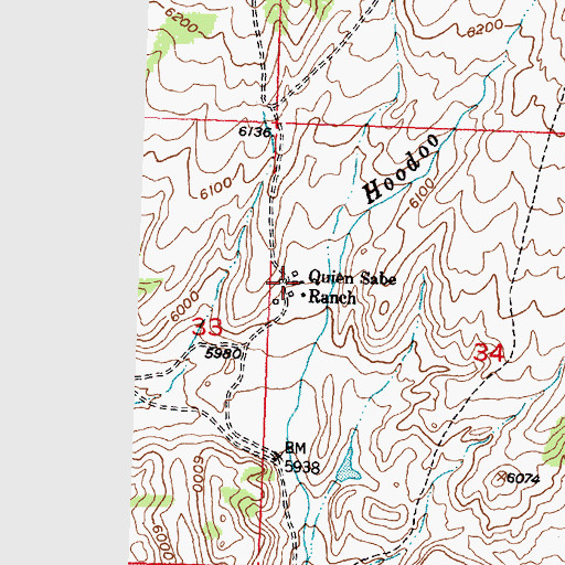 Topographic Map of Quien Sabe Ranch, WY
