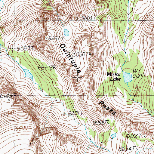 Topographic Map of Quintuple Peaks, WY