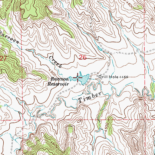 Topographic Map of Raccoon Reservoir, WY