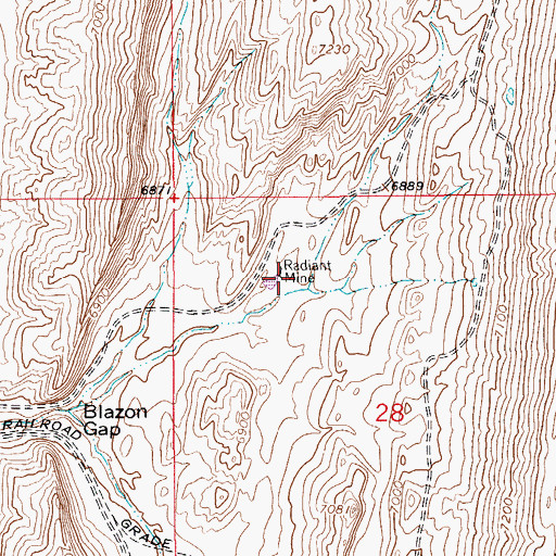 Topographic Map of Radiant Mine, WY