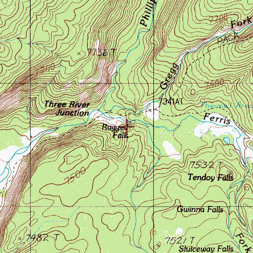 Topographic Map of Ragged Falls, WY