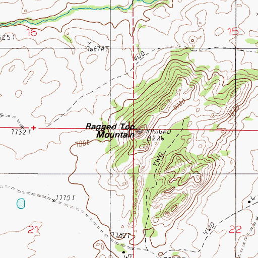 Topographic Map of Ragged Top Mountain, WY