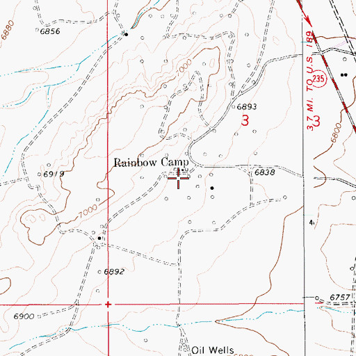 Topographic Map of Rainbow Camp, WY