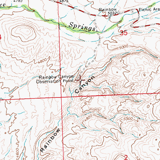 Topographic Map of Rainbow Canyon Observation Point, WY