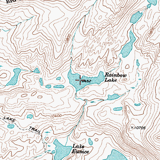 Topographic Map of Rainbow Lake, WY