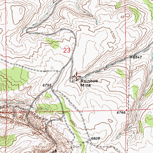 Topographic Map of Rainbow Mine, WY