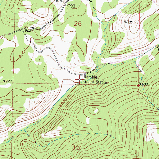 Topographic Map of Rambler Guard Station, WY