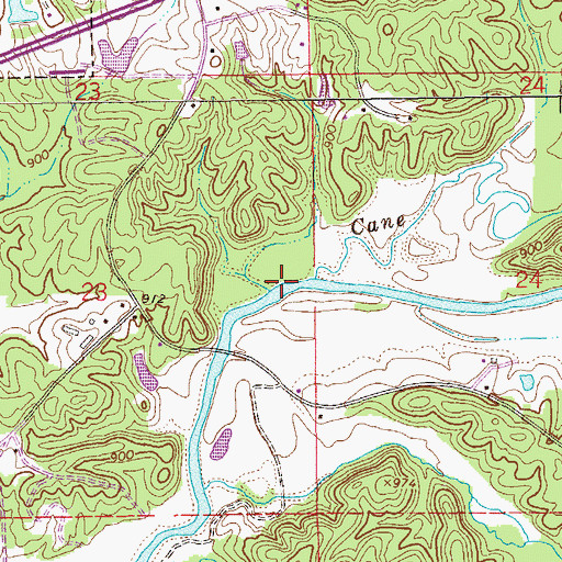 Topographic Map of Cane Creek, AL