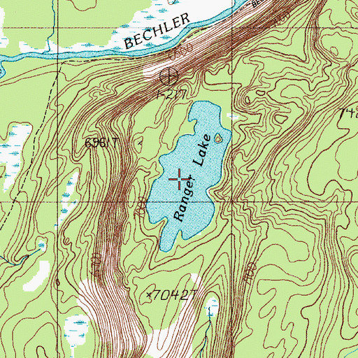 Topographic Map of Ranger Lake, WY
