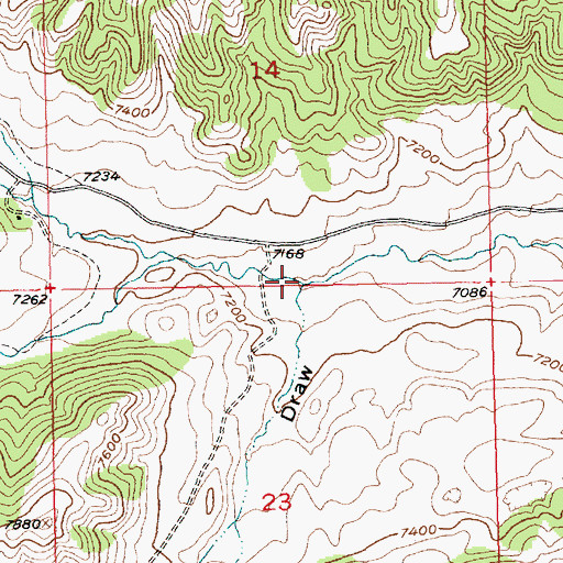 Topographic Map of Raspberry Draw, WY