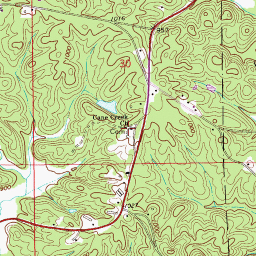 Topographic Map of Cane Creek Church, AL