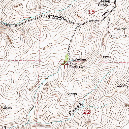 Topographic Map of Rate Sheep Camp, WY