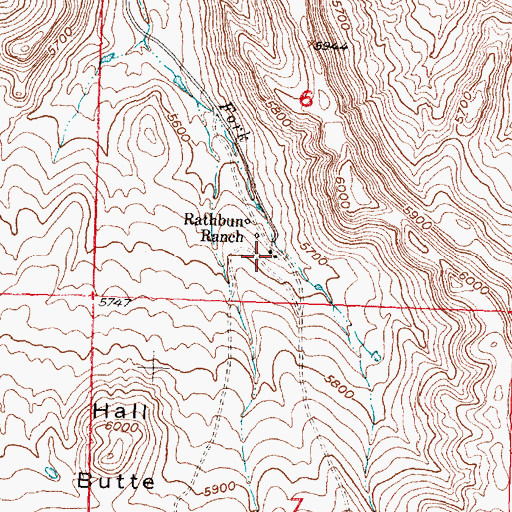 Topographic Map of Rathbun Ranch, WY