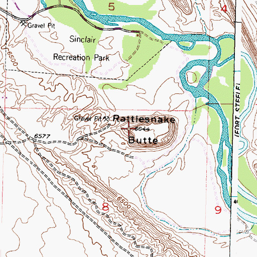 Topographic Map of Rattlesnake Butte, WY