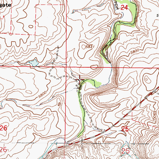 Topographic Map of Rattlesnake Creek, WY