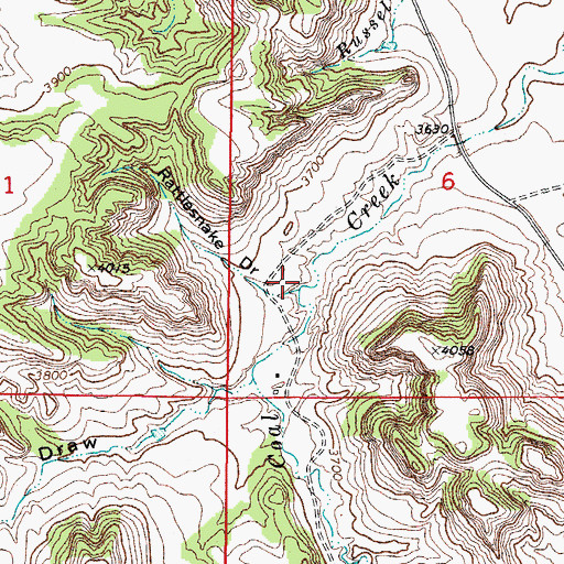 Topographic Map of Rattlesnake Draw, WY