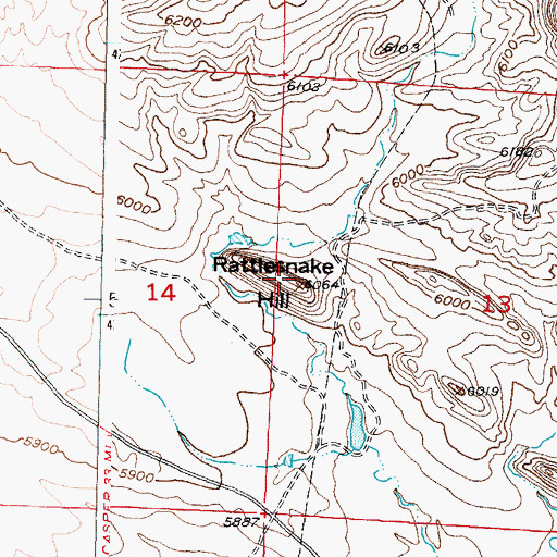 Topographic Map of Rattlesnake Hill, WY