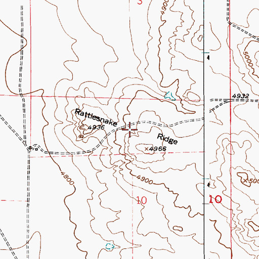 Topographic Map of Rattlesnake Ridge, WY