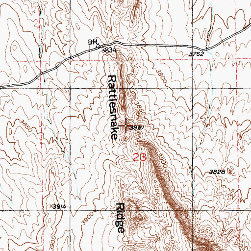 Topographic Map of Rattlesnake Ridge, WY