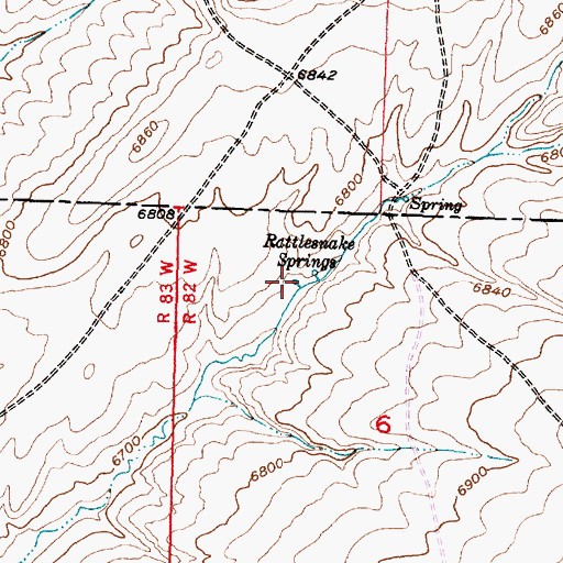 Topographic Map of Rattlesnake Springs, WY