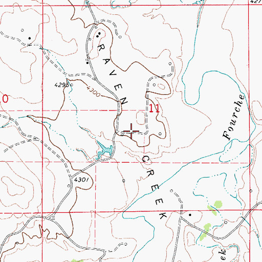 Topographic Map of Raven Creek Oil Field, WY