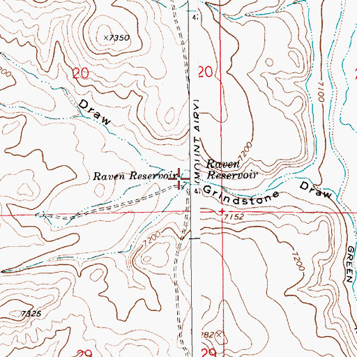 Topographic Map of Raven Reservoir, WY