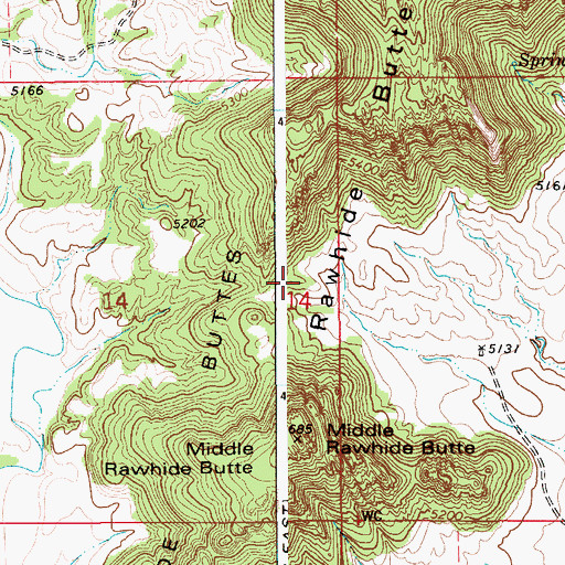 Topographic Map of Rawhide Buttes, WY