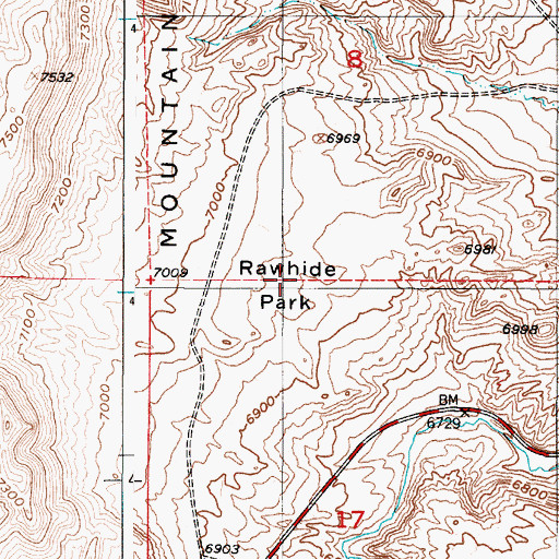 Topographic Map of Rawhide Park, WY