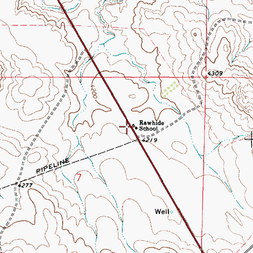 Topographic Map of Rawhide School, WY