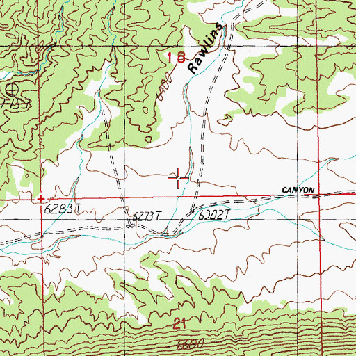 Topographic Map of Rawlins Draw, WY