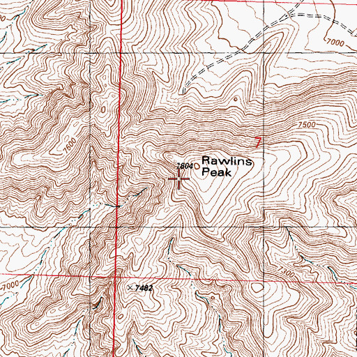 Topographic Map of Rawlins Peak, WY