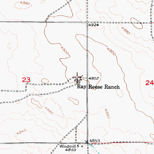 Topographic Map of Ray Reese Ranch, WY