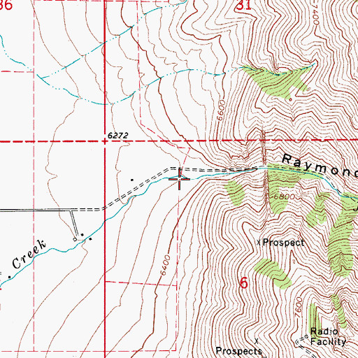 Topographic Map of Raymond Canyon, WY